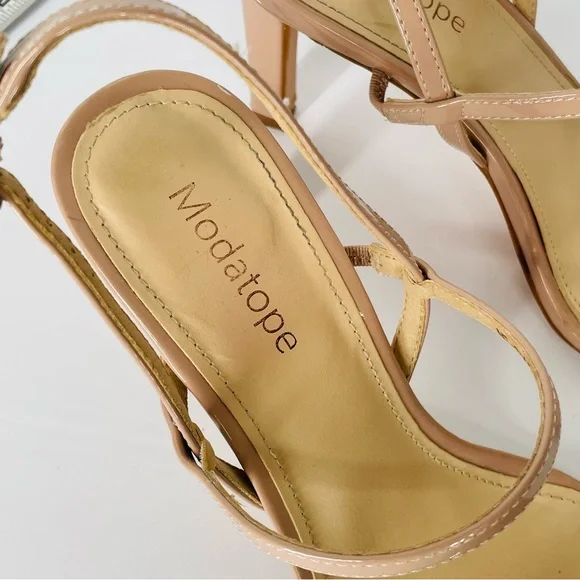 Modatope Naya Strappy Heeled Sandals Size 6 Square Toe Neutral Nude Color - Picture 8 of 13